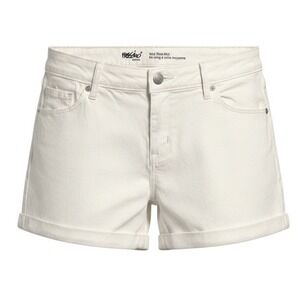 Mossimo Womens White Mid Rise Midi Denim Shorts Size 12/31 Cuffed Hem 014190420